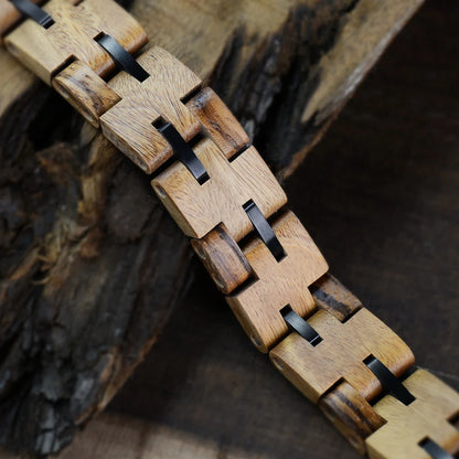 Wooden Bracelets for Men Stainless Steel Link Chain Jewelry