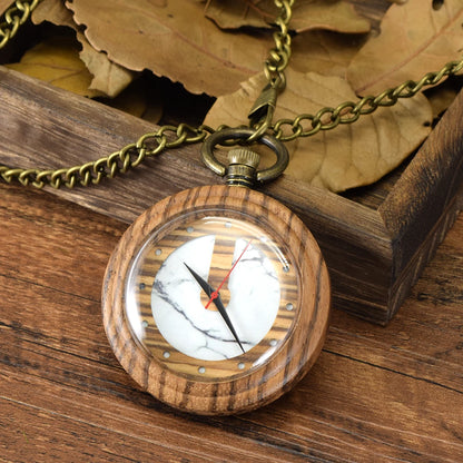 Customized Wooden Pocket Watch Bamboo Quartz Analog