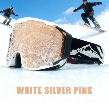 JSJM Double Layer Anti Fog Ski Goggles UV400 Protection for Snowboard Snowmobile