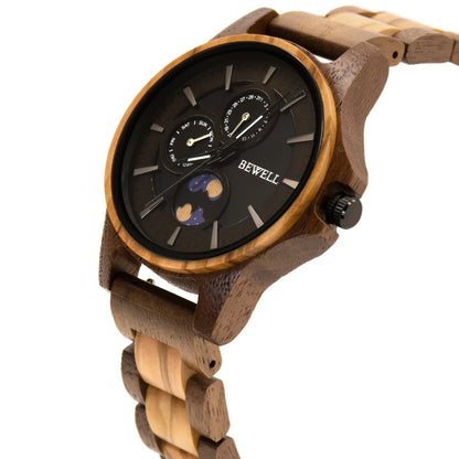 Custom Engraved Wooden Watch For Men Day Night Pattern Gift