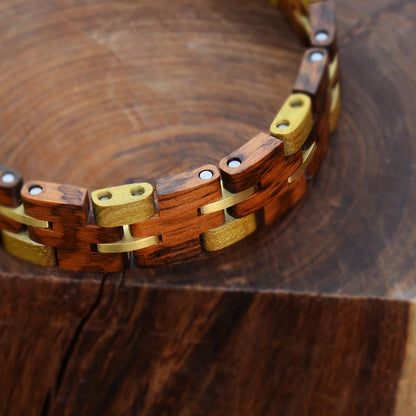 Wooden Bracelets for Men Stainless Steel Link Chain Jewelry