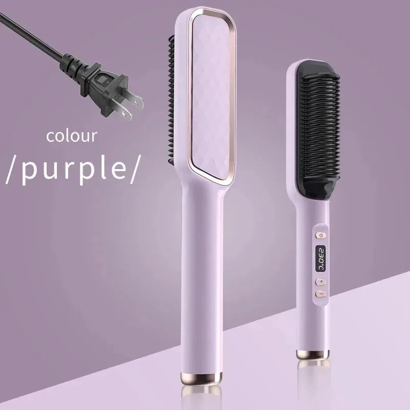 Hair Straightener Brush Electric Hot Comb For Dry And Wet Hair Curly Styling