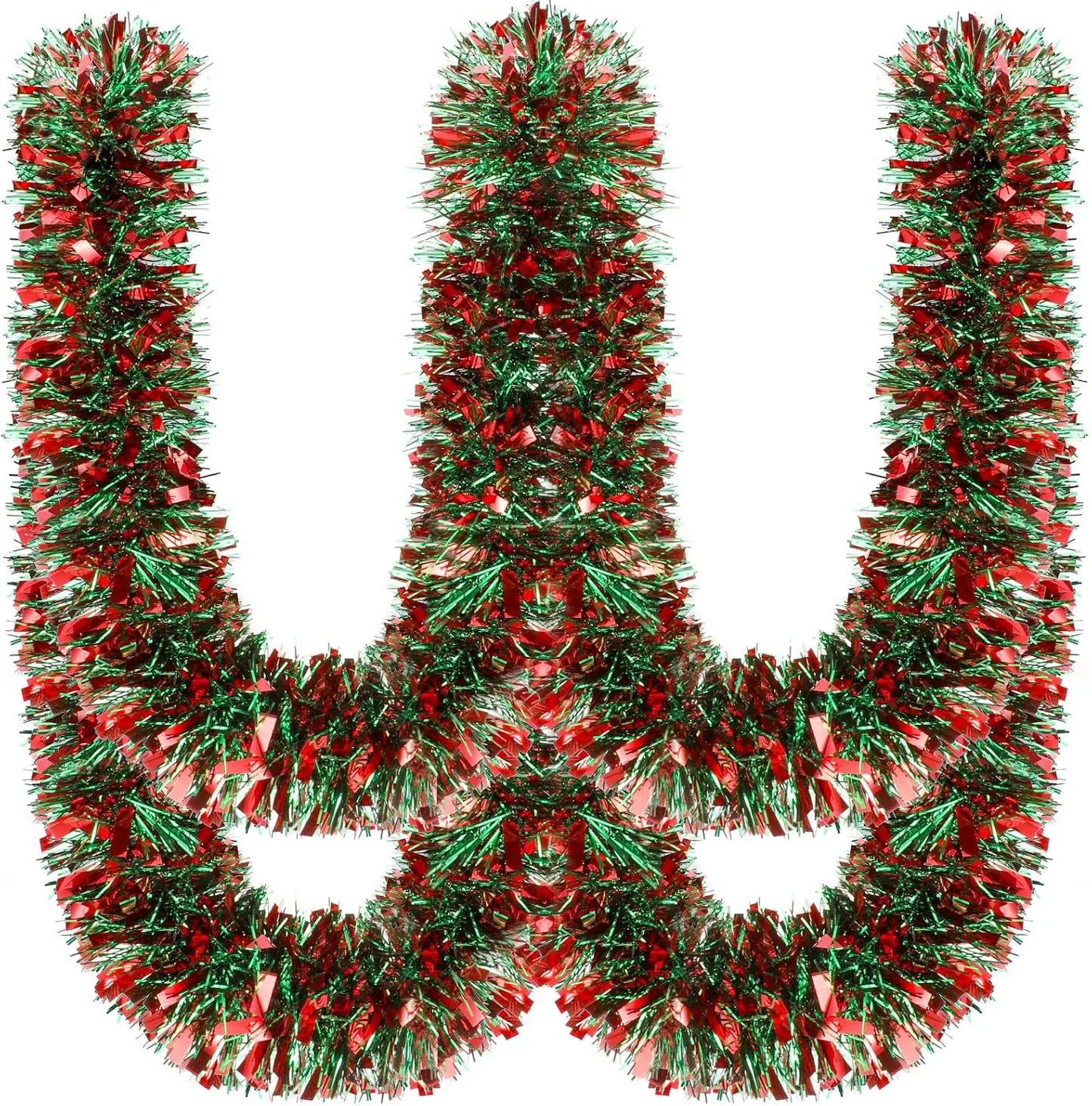 Christmas Tinsel Garlands 50M Red Green Decoration for Bar Tops Wreath Tree