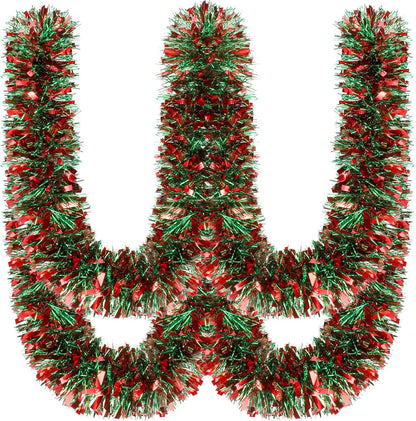 Christmas Tinsel Garlands 50M Red Green Decoration for Bar Tops Wreath Tree