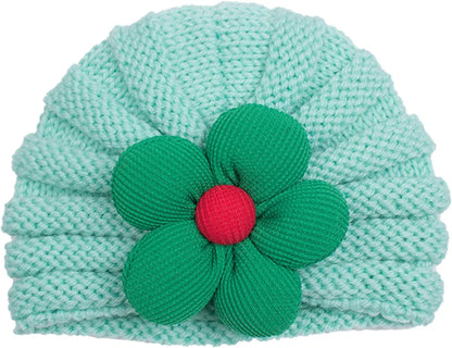 European American Winter Baby Beanie Knitted Flower Hat For Infants