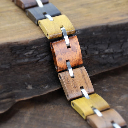 Wooden Stainless Steel Mens Bracelets Fashion Jewelry Gift