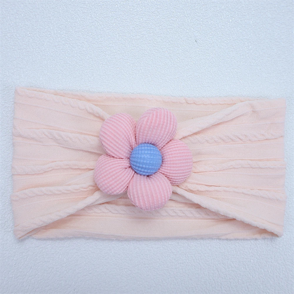Newborn Baby Flower Nylon Headband For Girls Turban Style Hair Accessories