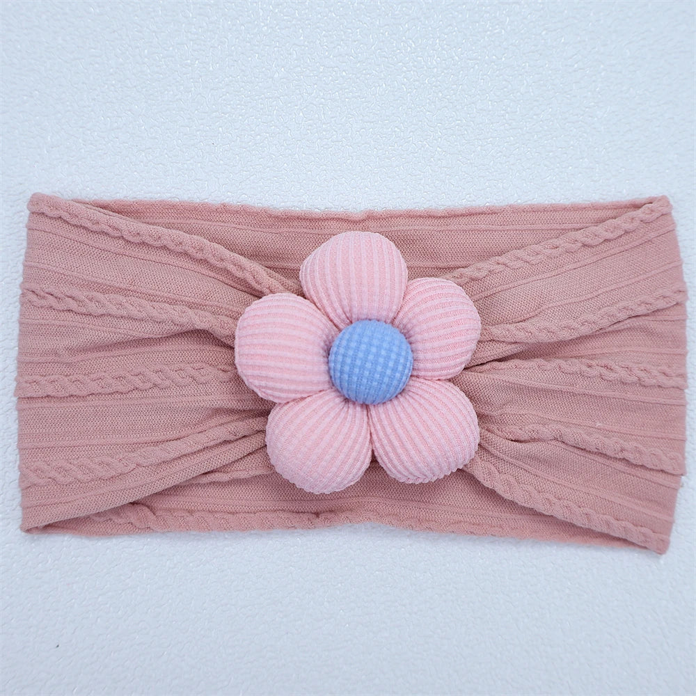 Newborn Baby Flower Nylon Headband For Girls Turban Style Hair Accessories