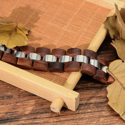 Mens Wooden Bracelet Wood And Stainless Steel Bangle