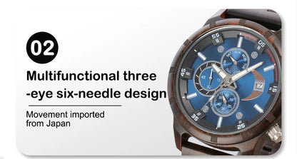 Wooden Mens Wristwatches Quartz Watch With Date And Week