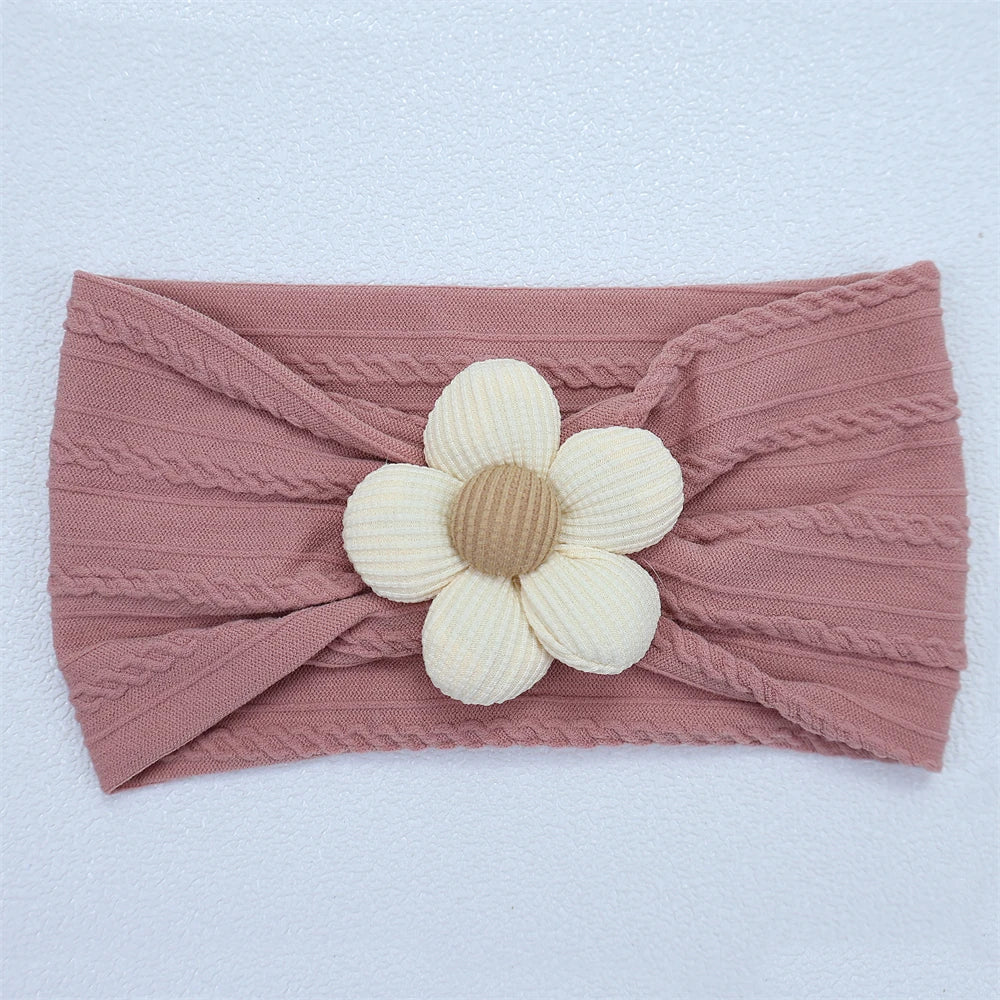 Newborn Baby Flower Nylon Headband For Girls Turban Style Hair Accessories