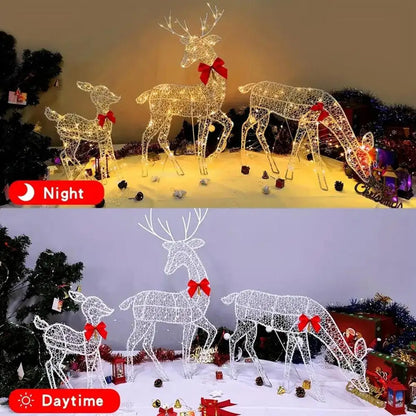 Led Light Iron Art Elk Deer Lighted Christmas Glow Reindeer Xmas Garden Decor