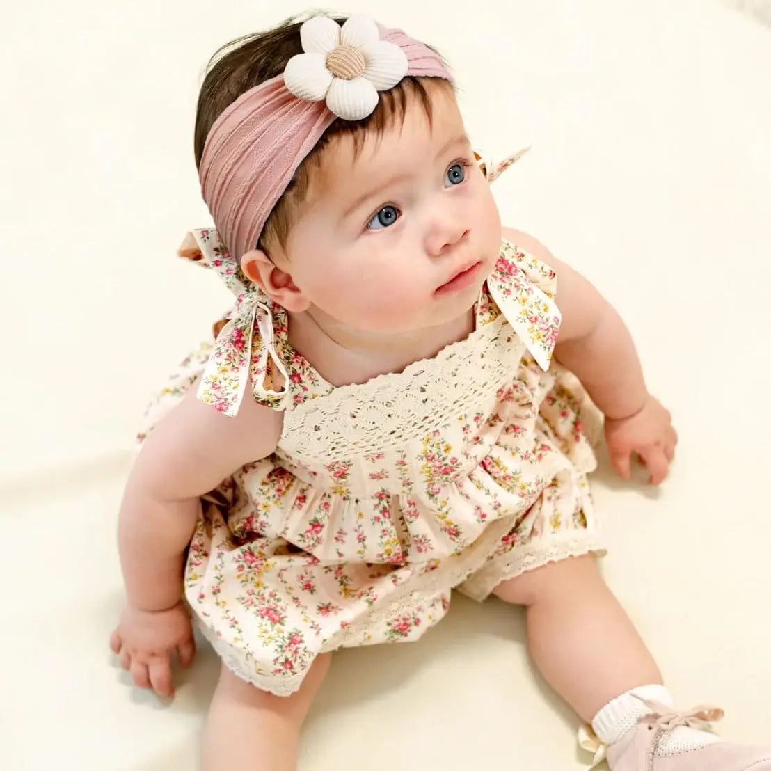 Newborn Baby Flower Nylon Headband For Girls Turban Style Hair Accessories