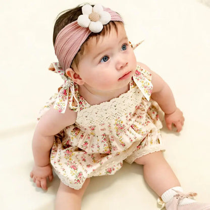 Newborn Baby Flower Nylon Headband For Girls Turban Style Hair Accessories
