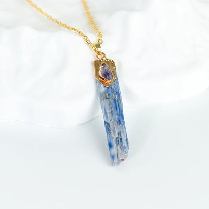 Raw Kyanite Pendant Necklace Positive Energy Crystal Jewelry Unisex Fashion