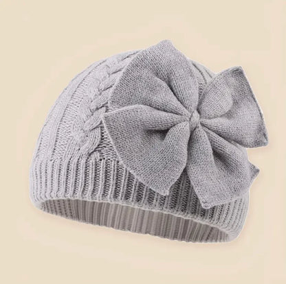 Baby Knit Hat With Large Bow For Girls And Boys Soft Stretchy Winter Beanie