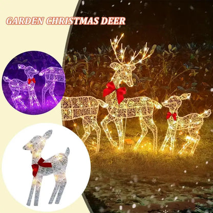 Led Light Iron Art Elk Deer Lighted Christmas Glow Reindeer Xmas Garden Decor