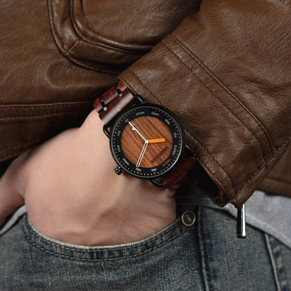 Bobo Bird Wooden Quartz Watch For Men With Date Display