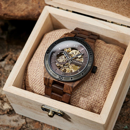 Bobo Bird Mechanical Wooden Wristwatch For Men Luxury Gift