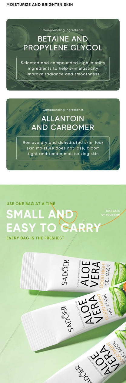 Sadoer Aloe Vera Sleeping Facial Masks 20 Pack Hydrating Moisturizing Anti Aging