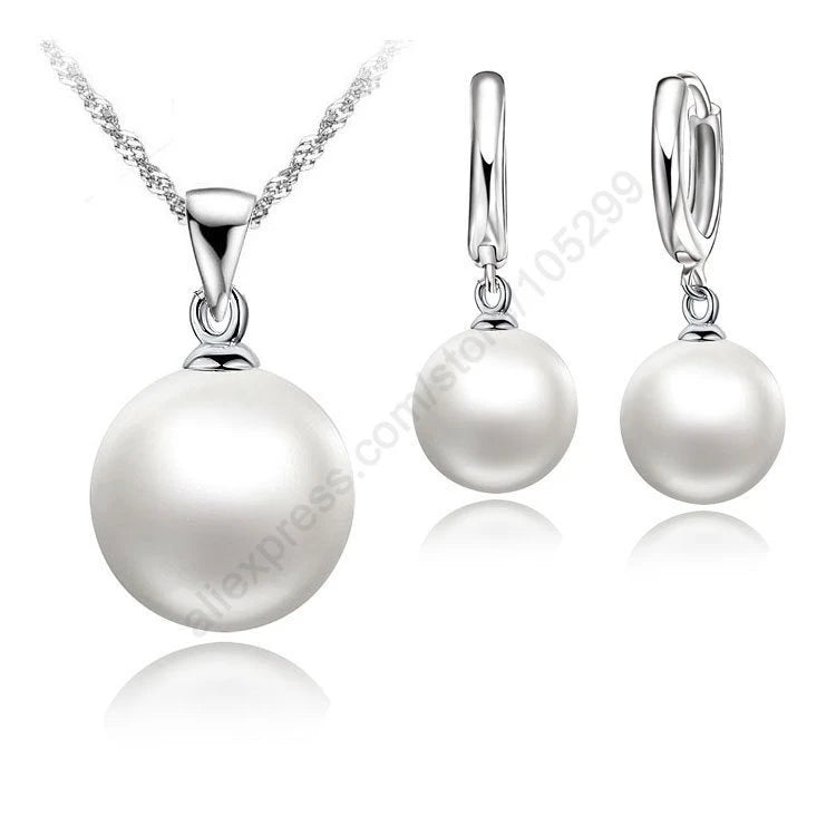 Genuine 925 Sterling Silver Bridal Jewelry Sets With Pearls For Women Girls Engagement Anniversary Gift Wholesale