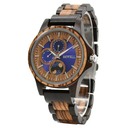 Custom Engraved Wooden Watch For Men Day Night Pattern Gift