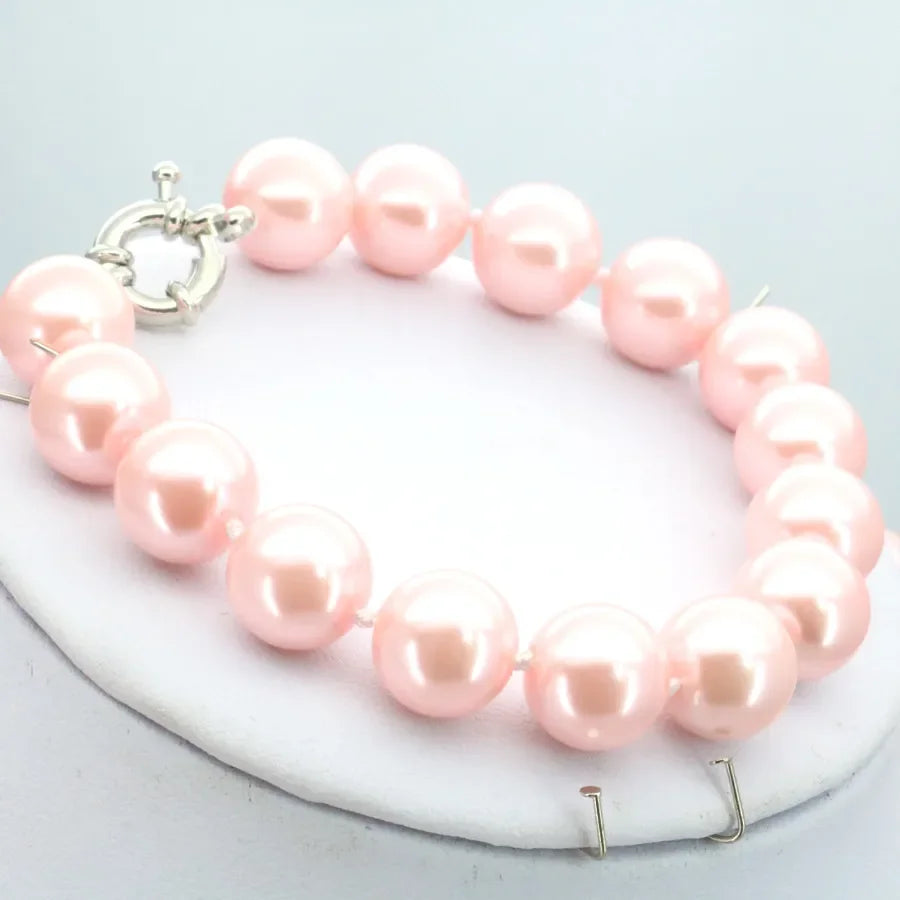 12mm Pink Pearl Jewelry Set For Women Necklace Bracelet Earrings Fashion Gift Sets For Mothers Day Anniversary Christmas