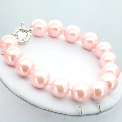 12mm Pink Pearl Jewelry Set For Women Necklace Bracelet Earrings Fashion Gift Sets For Mothers Day Anniversary Christmas