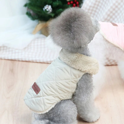 Warm Winter Dog Coat With Fur Collar For Small Breeds Chihuahua Yorkie Didog
