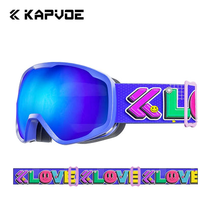 Kapvoe Child Snow Goggles UV400 Anti Fog Lenses Ski Snowboard Glasses
