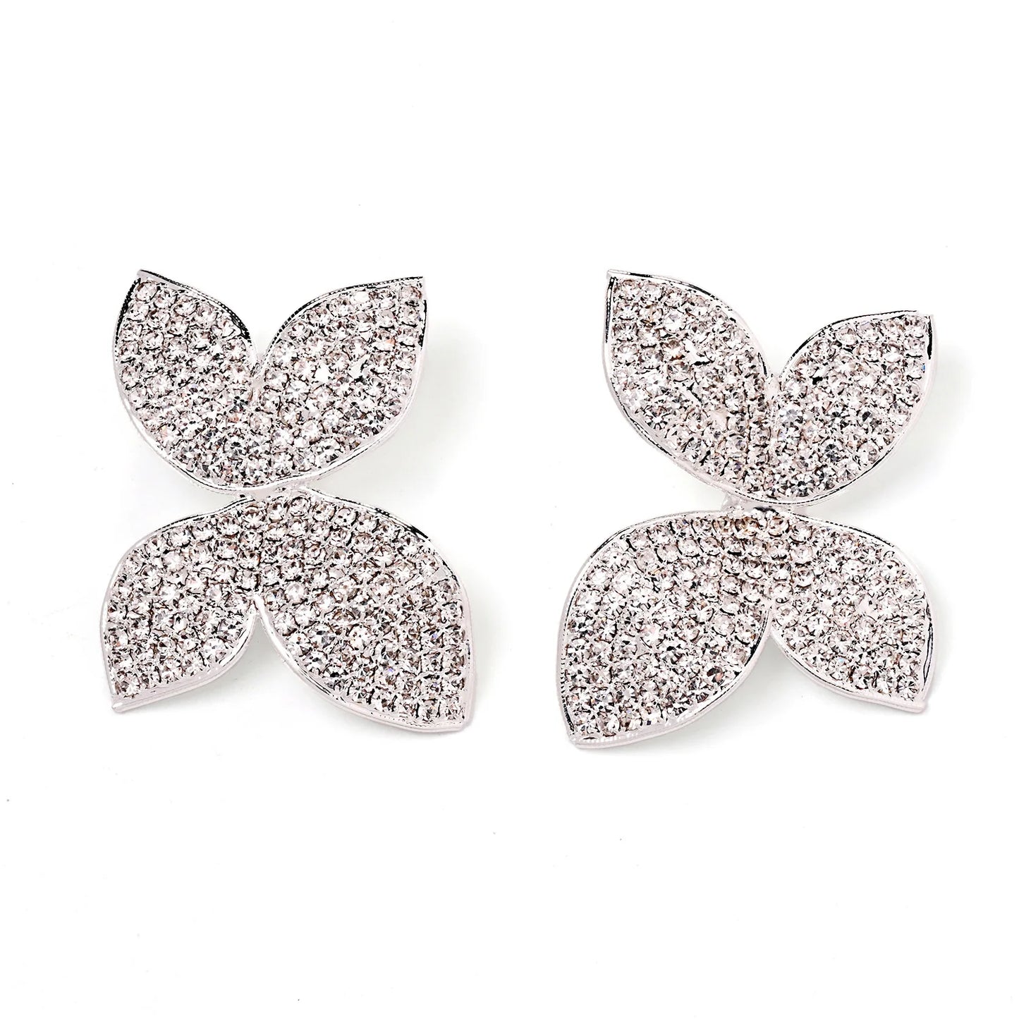 4 Piece Butterfly Flower Collar Necklace Earring Ring Set Rhinestone Jewelry For Women Bridal Open Choker Wedding