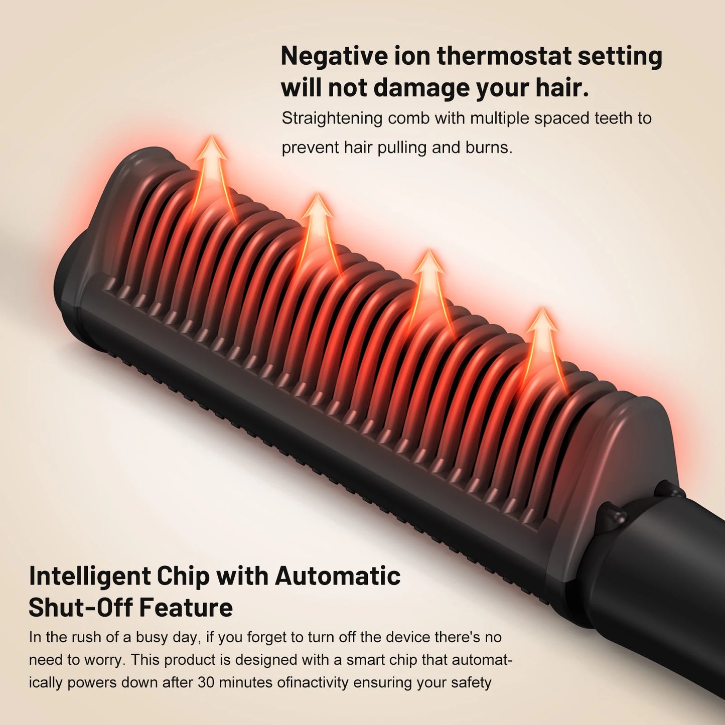 Hair Straightening Comb 240 to 420 F Negative Ion Ceramic Heating 360 Rotating