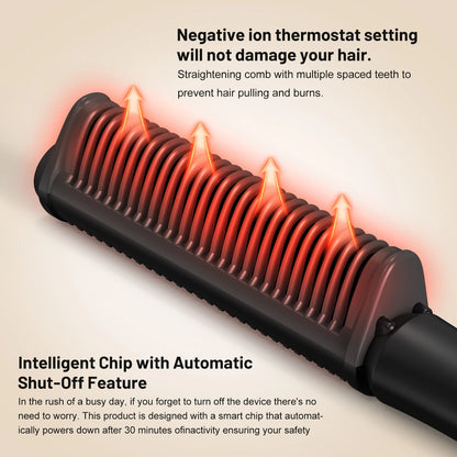 Hair Straightening Comb 240 to 420 F Negative Ion Ceramic Heating 360 Rotating