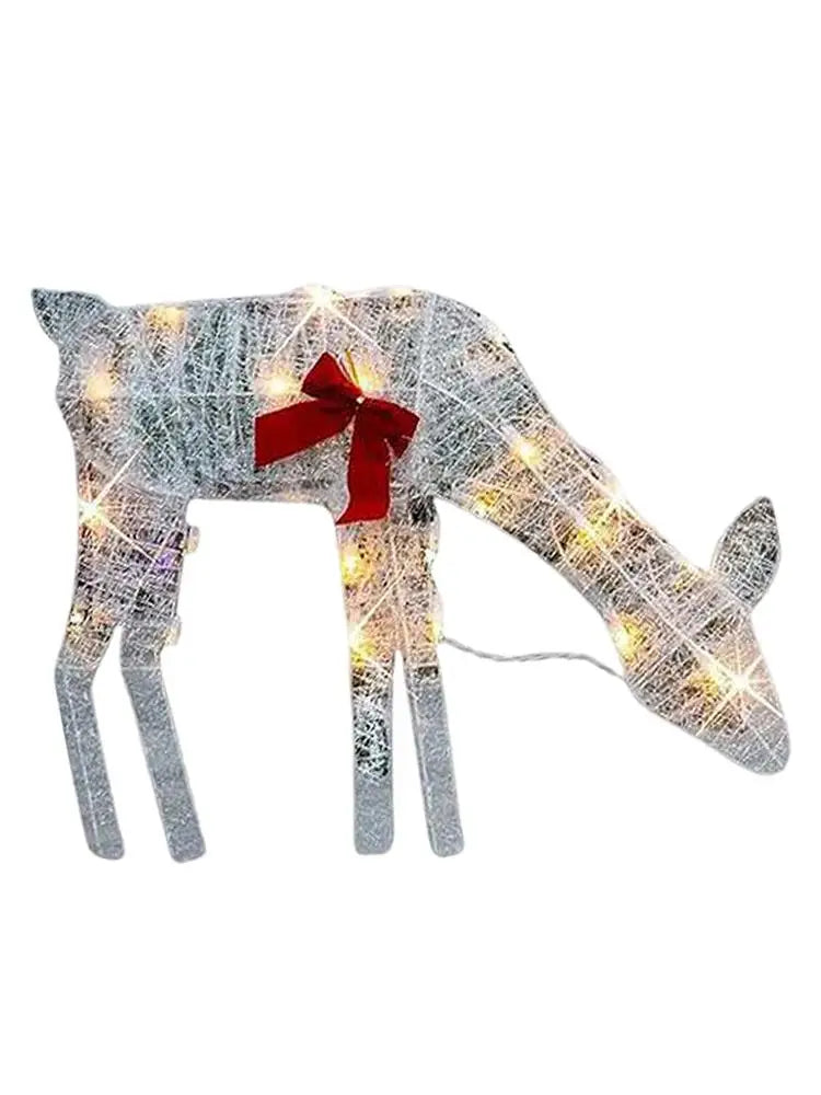 Led Light Iron Art Elk Deer Lighted Christmas Glow Reindeer Xmas Garden Decor