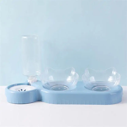 Automatic Cat Feeder And Water Dispenser Double Bowl With Anti Slip Base