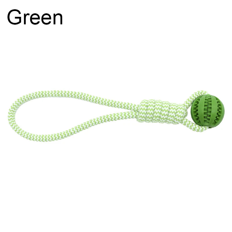 Dog Tooth Cleaning Ball Toy With Rope Rubber Chew Toy For All Sizes