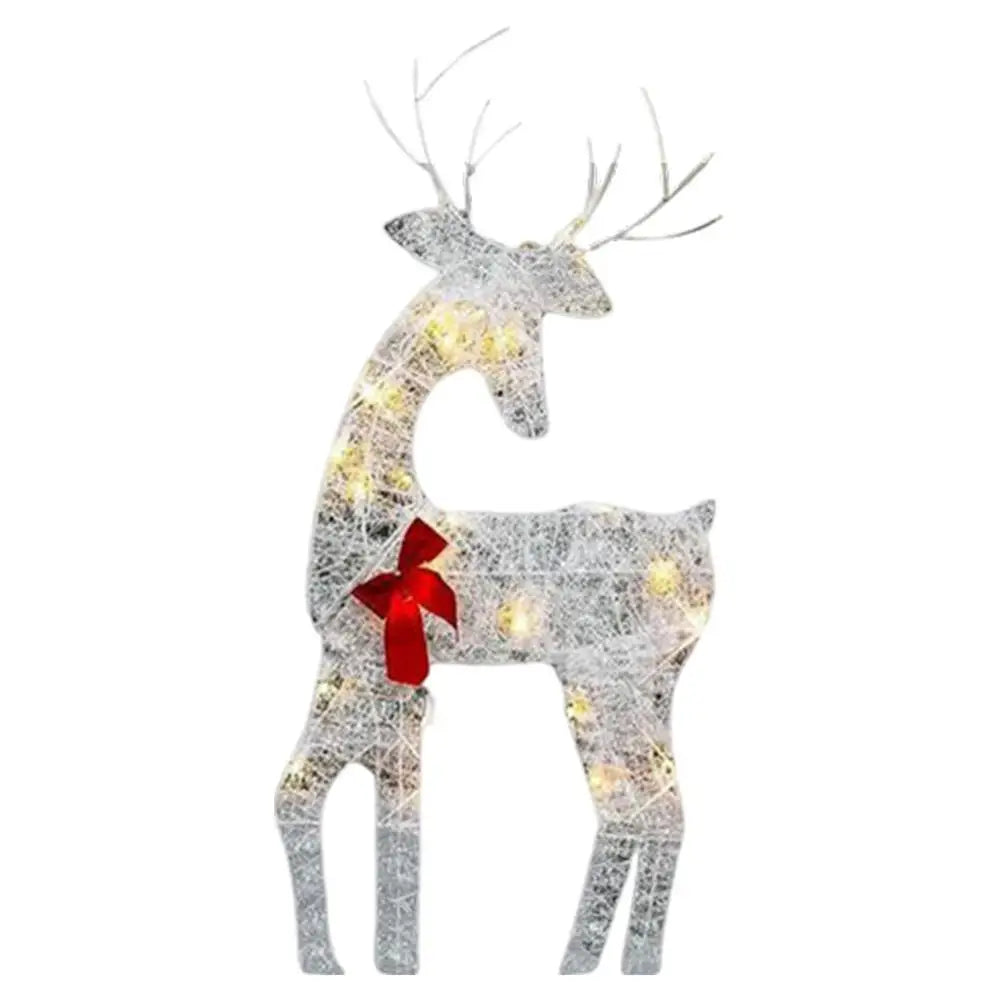Led Light Iron Art Elk Deer Lighted Christmas Glow Reindeer Xmas Garden Decor
