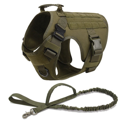 Military Tactical Dog Harness Vest And Leash Set For All Breeds Training