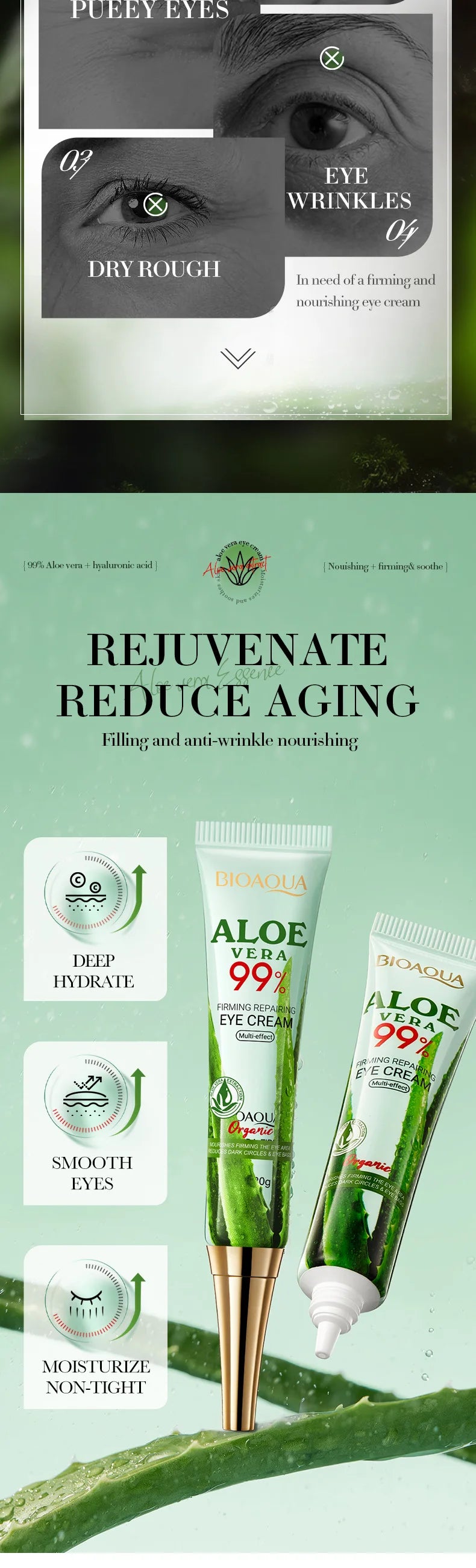 BIOAQUA Aloe Vera Skin Care Set 2 Piece Facial Cream And Eye Cream