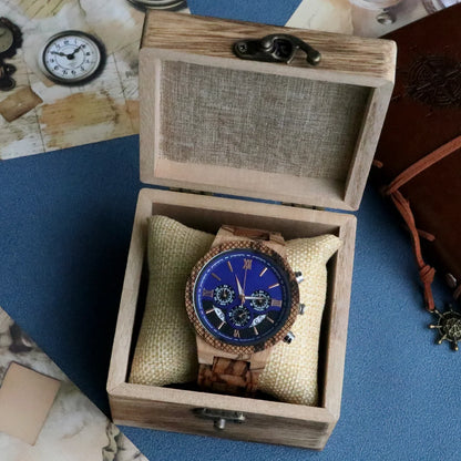Wooden Watch For Men Multifunction Quartz Wristwatch