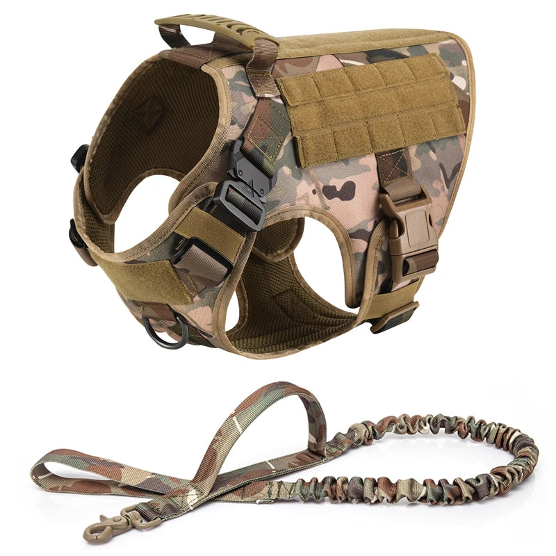 Military Tactical Dog Harness Vest And Leash Set For All Breeds Training