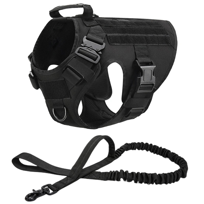 Military Tactical Dog Harness Vest And Leash Set For All Breeds Training