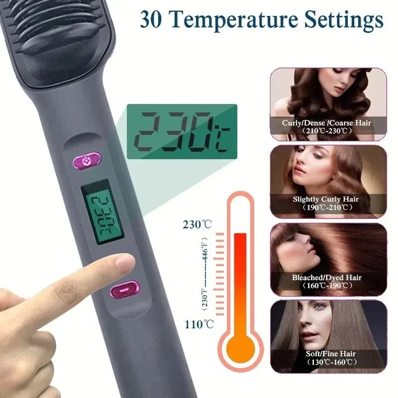Hair Straightener Brush Electric Hot Comb For Dry And Wet Hair Curly Styling