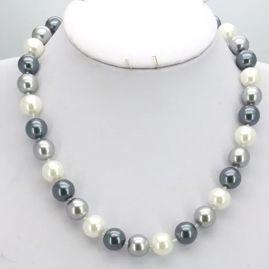 Orange 10mm Glass Pearl Bead Jewelry Set Necklace Bracelet Earrings For Women Girls