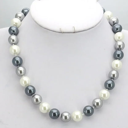 Orange 10mm Glass Pearl Bead Jewelry Set Necklace Bracelet Earrings For Women Girls