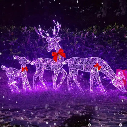 Led Light Iron Art Elk Deer Lighted Christmas Glow Reindeer Xmas Garden Decor