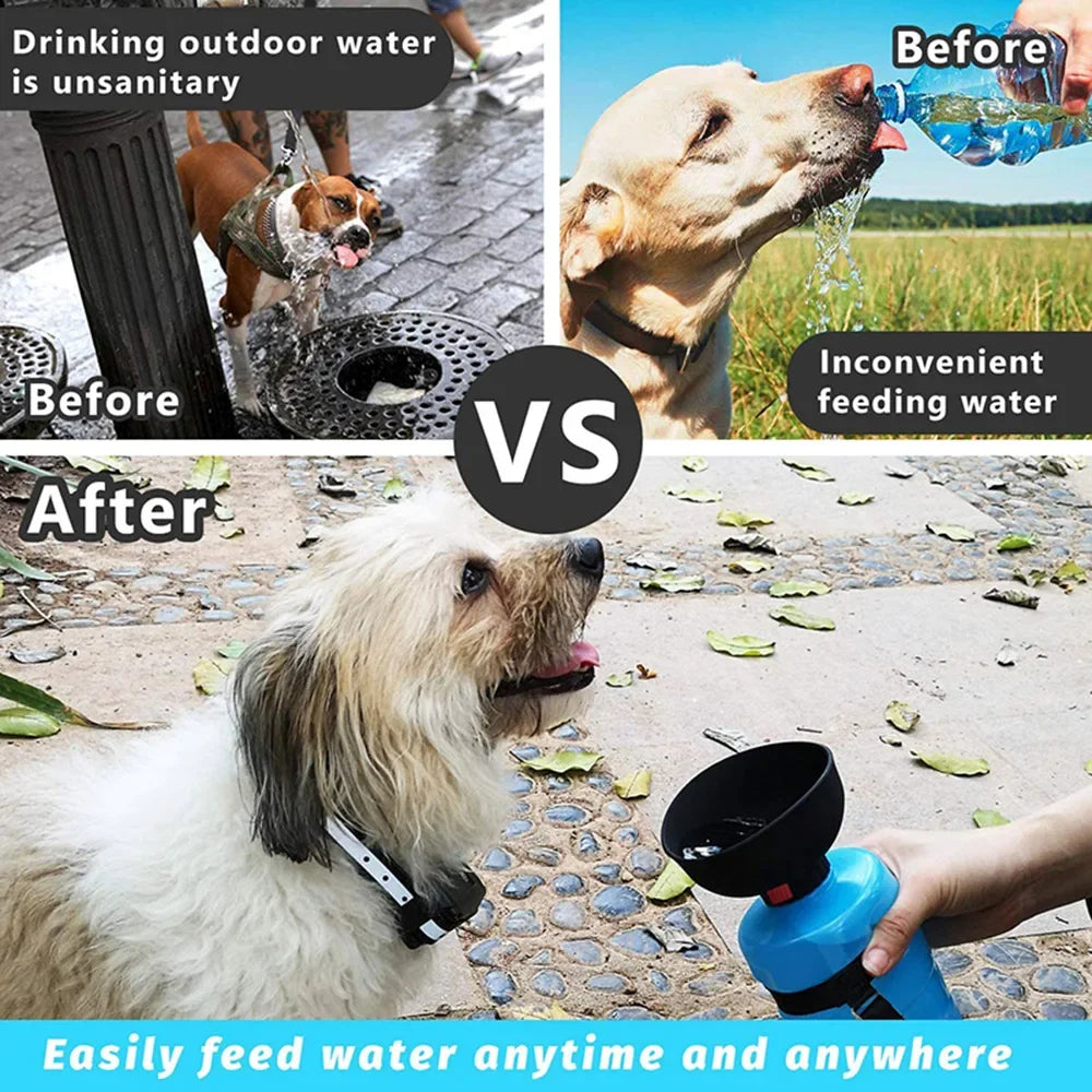 Portable Dog Water Bottle With Foldable Travel Bowl BPA Free For Pets