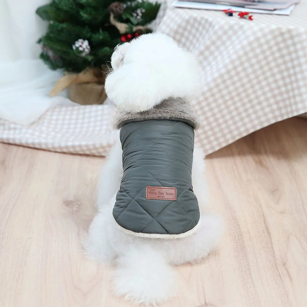 Warm Winter Dog Coat With Fur Collar For Small Breeds Chihuahua Yorkie Didog