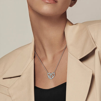 Romantic 925 Sterling Silver Heart Infinity Wrap Ring Necklace Earrings Set Crystal Jewelry Engagement Date Gifts