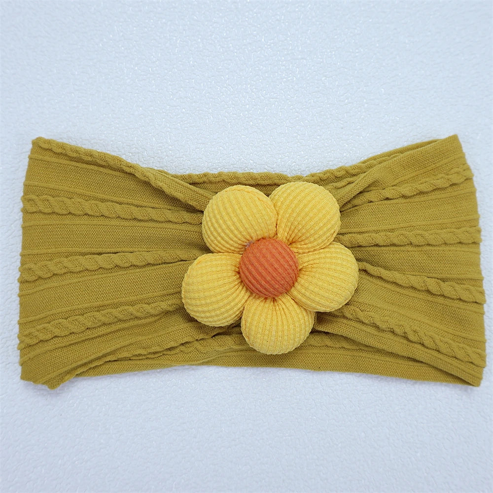 Newborn Baby Flower Nylon Headband For Girls Turban Style Hair Accessories